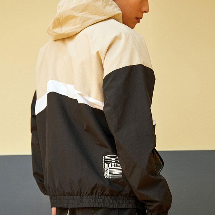 Vans Color-Block Zip-Up Casual Hooded Jacket Men Outerwear Oatmeal VN0A5H8X2N1