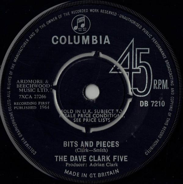 

7inch Record DAVE CLARK FIVE - Bits And Pieces DB7210 Columbia 1964 UK Rock Used