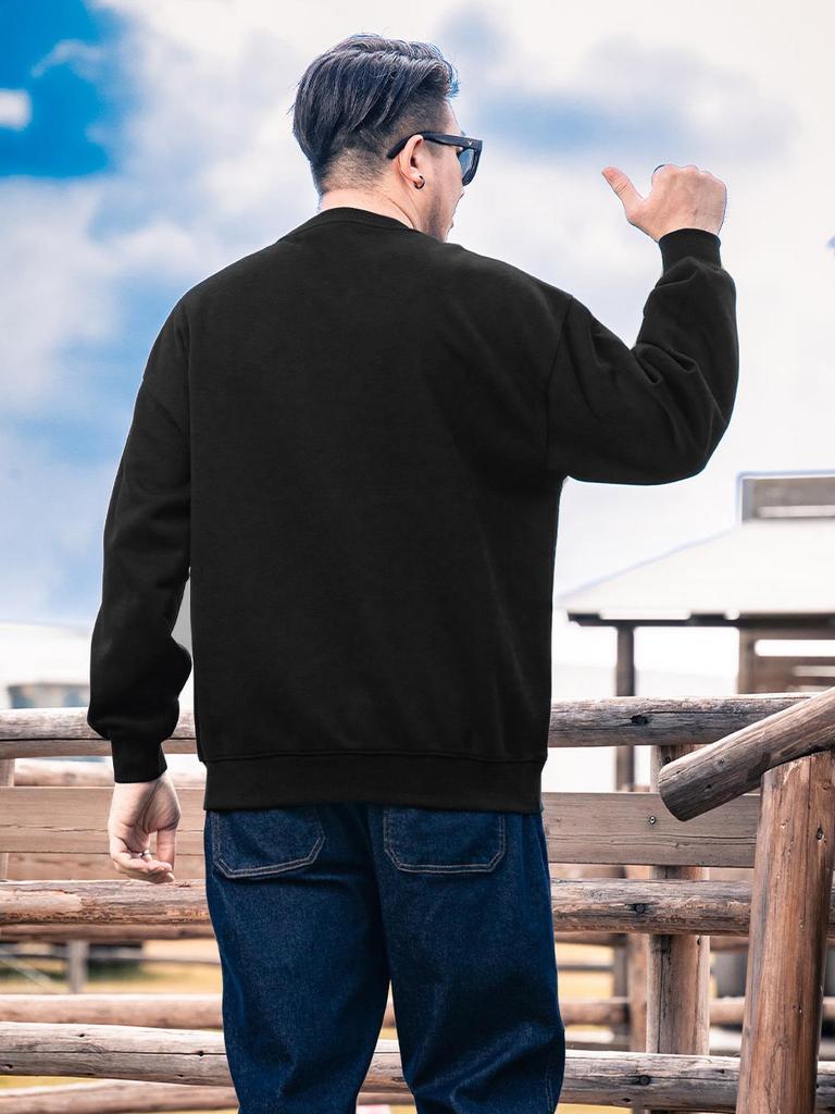 Men's Plus Size 2025 Trendy Autumn/Winter Round Neck Thick Velvet Long Sleeve Casual Loose Pullover Hoodie