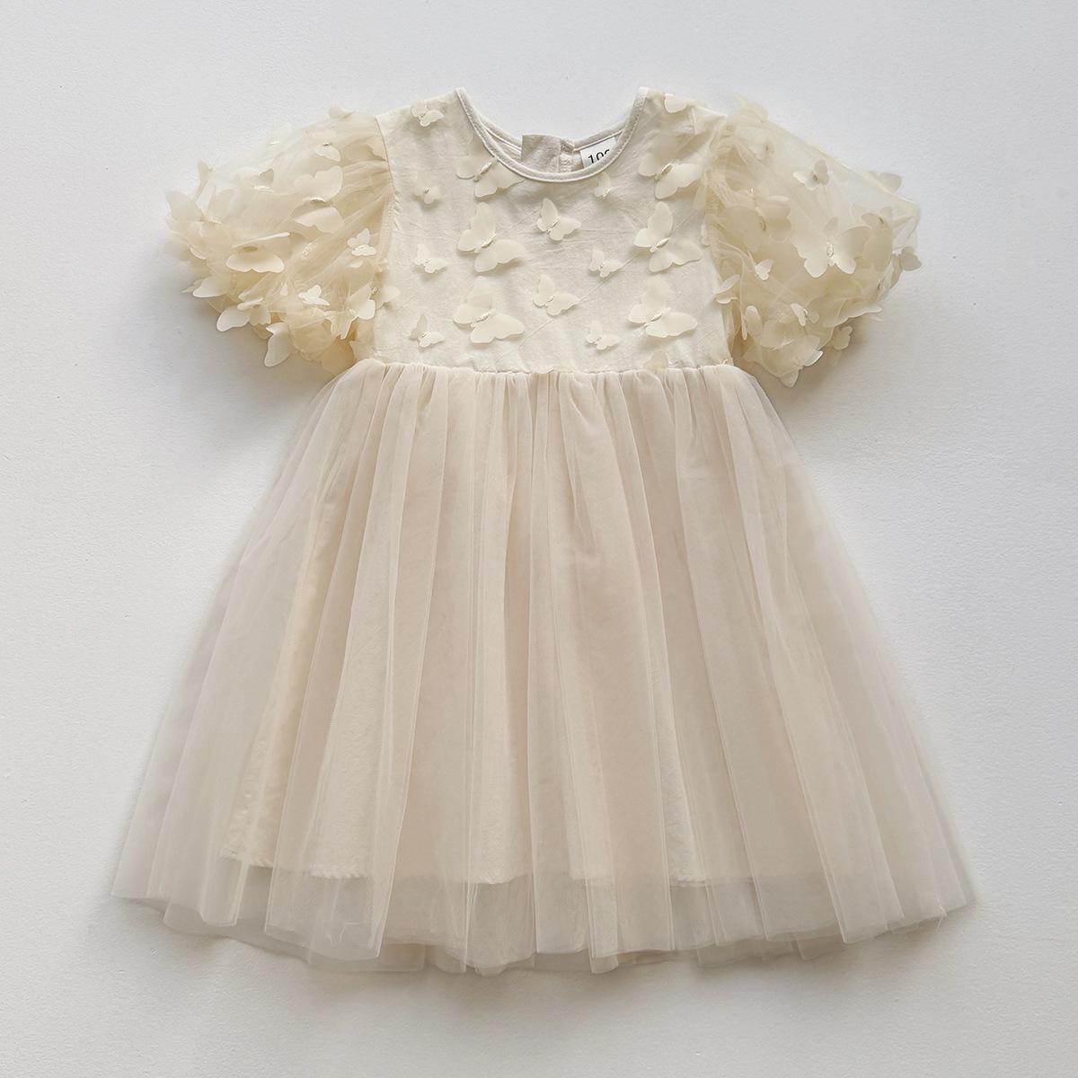 Детское тюлевое платье-принцесса с пышными рукавами-бабочками 80 cm абрикосовый