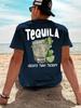Nova T-shirt de Algodão com Gráfico de Meme Tequila de Verão Mais Barata Que Terapia Para Homens Manga Curta Roupa de Rua para Exterior Tops Casuais Unissexo
