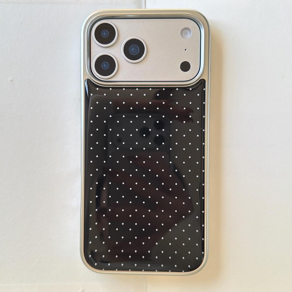 Korean INS Polka Dot Pattern Electroplated Silver Phone Case for Iphone 17 Promax 17pro 14 15 16 Promax Shockproof Cover Funda