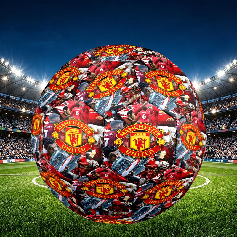 Manchester United F.C Print Size 5 Soccer Ball, PU Wear Resistant Football for Match Training and Daily Practice, Birthday Gift for Soccer Fans