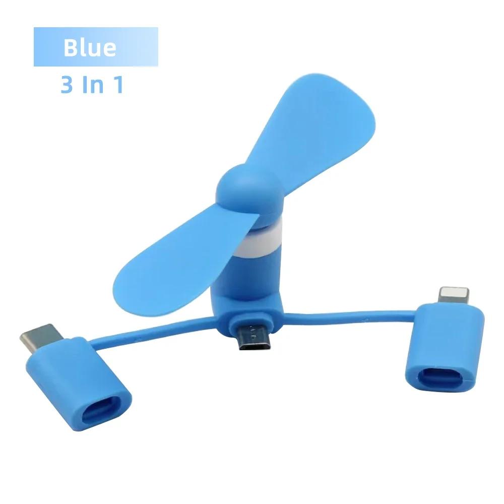 

3 In 1 Mini Portable USB Phone Cooler Fan For Samsung Xiaomi iPhone Type-C/Micro/iOS Smartphones Universal Gaming Accessories