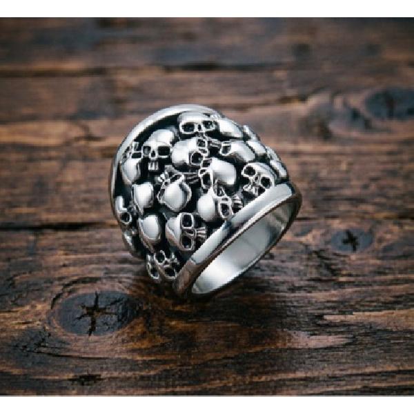 Hot-selling New Arrival European and American Style Vintage Skull Men's Stainless Steel Ring with Multiple Ghost Heads