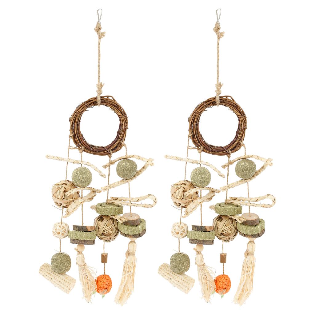 2Pcs Hamster Chew Toys Hanging Natural Wood Small Animal Teeth Grinding Cage Rabbit Chinchilla Guinea Pig Pet Toys