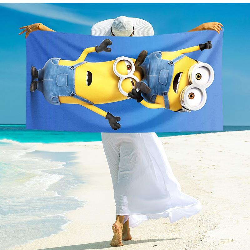 1pc Minions Adventure Yellow Land Beach Towel,quick Drying Absorbent Beach Towel,outdoor Sports Swimming Beach towel,Soft and Comfortable Y72812