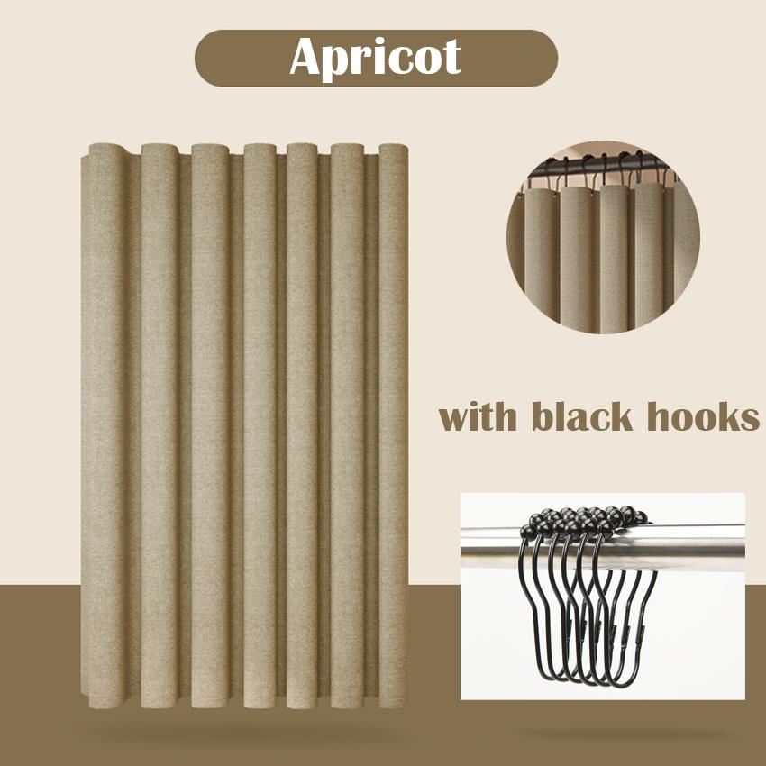 Luxury Thick Imitation Linen Shower Curtain Waterproof Bath Curtains For Bathroom Bathtub Large Bathing Cover with Metal Hooks