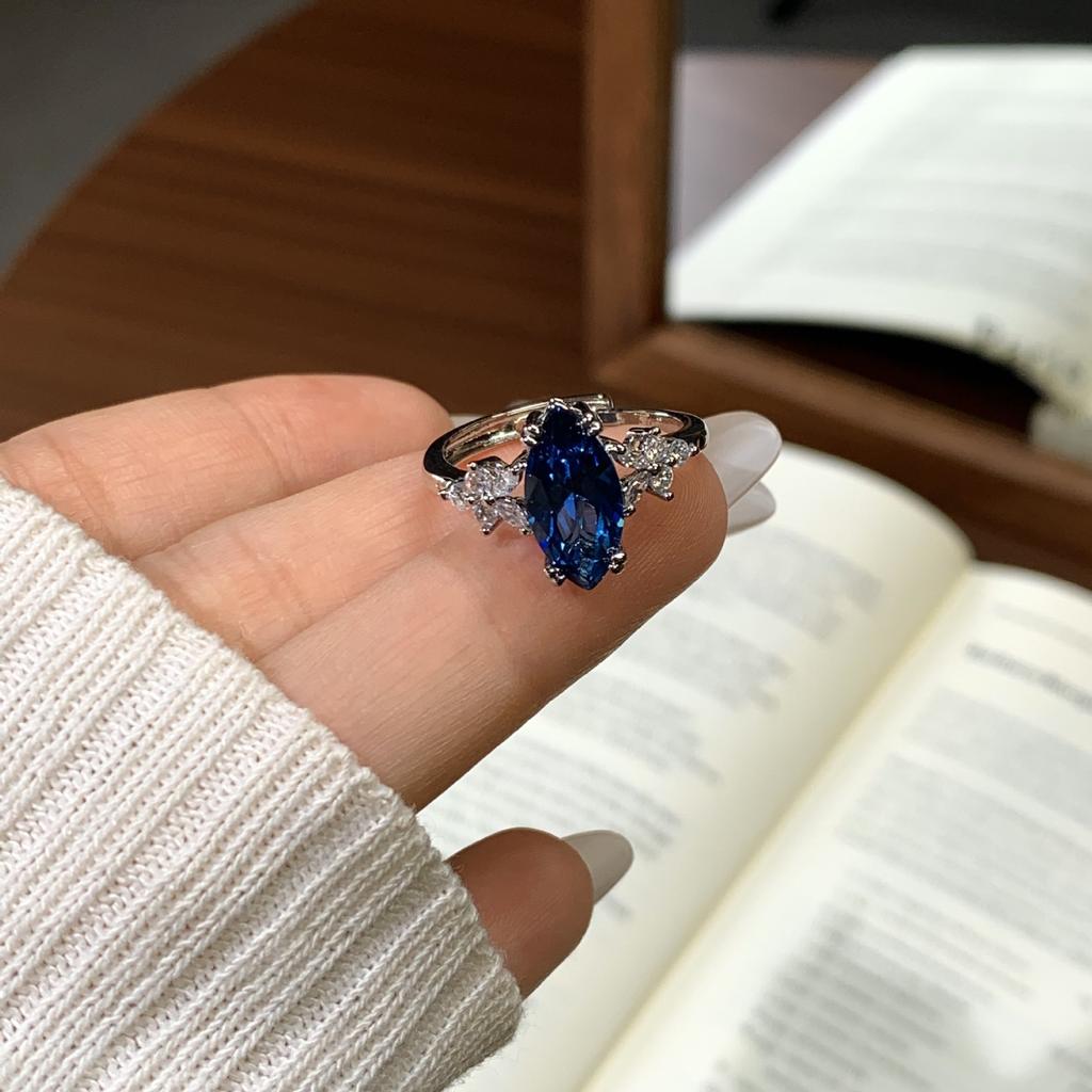 Gemstone Live Adjustable Ring Versatile Geometric Design Trendy Wear Decorative Ring