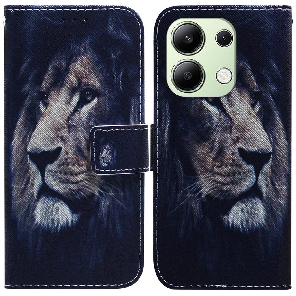 For Xiaomi Redmi Note 13 4G Leather Case Stand Wallet Phone Cover Pattern Printing