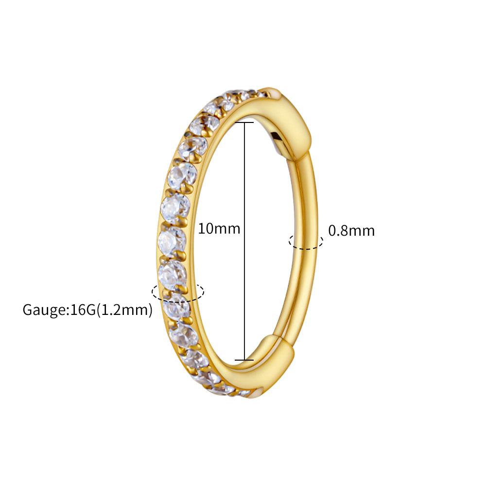 Rechter Großer ASTM F136 Titan Schlanker Huggie Creolen Ohrring 16G CZ Knorpel Helix Ohrläppchen Scharnier Ohrring Piercing Körperschmuck