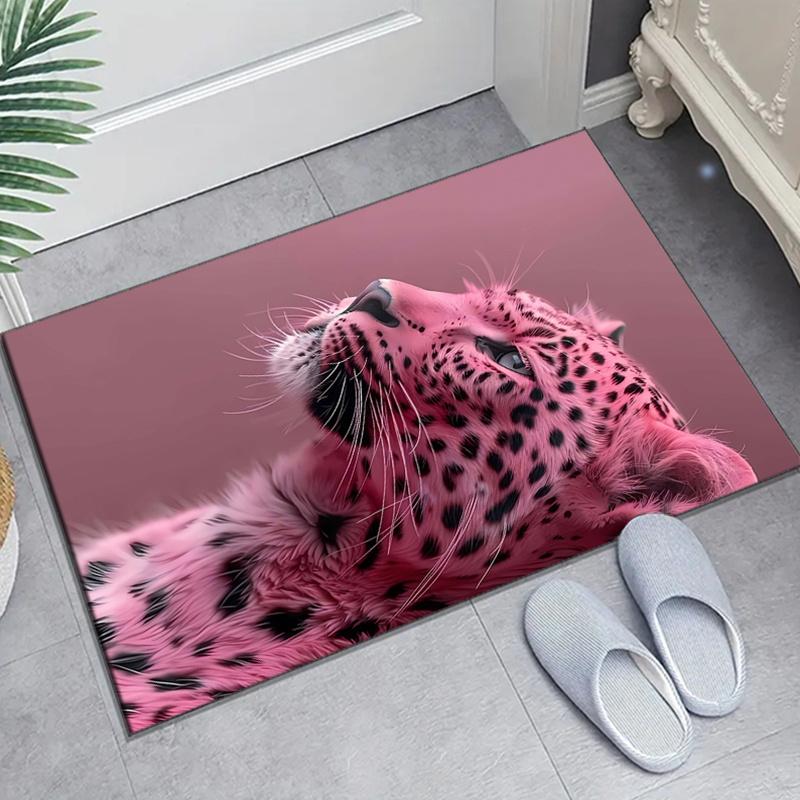 Jungle Leopard Print Area Rug - Polyester Non-Slip Carpet Mat for Living Room, Bedroom, Home Decor - Animal Theme Soft Floor Cov