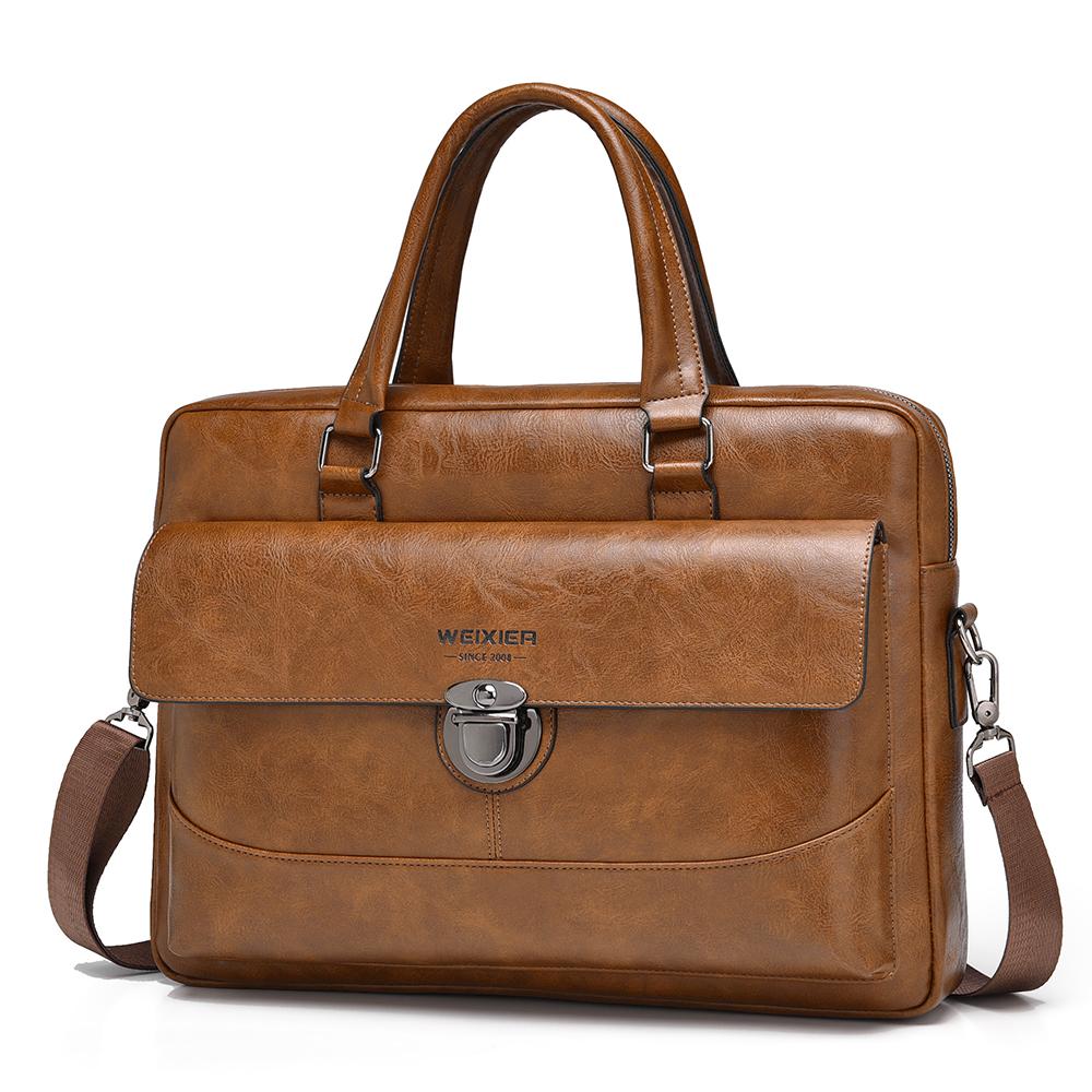 WEIXIER Geantă Aktovcă din Piele pentru Bărbați 15,6 Inch Geantă pentru Laptop Geantă Mare Tip Poștaș Mesager Crossbody Geantă de Umăr pentru Birou Afaceri Călătorii