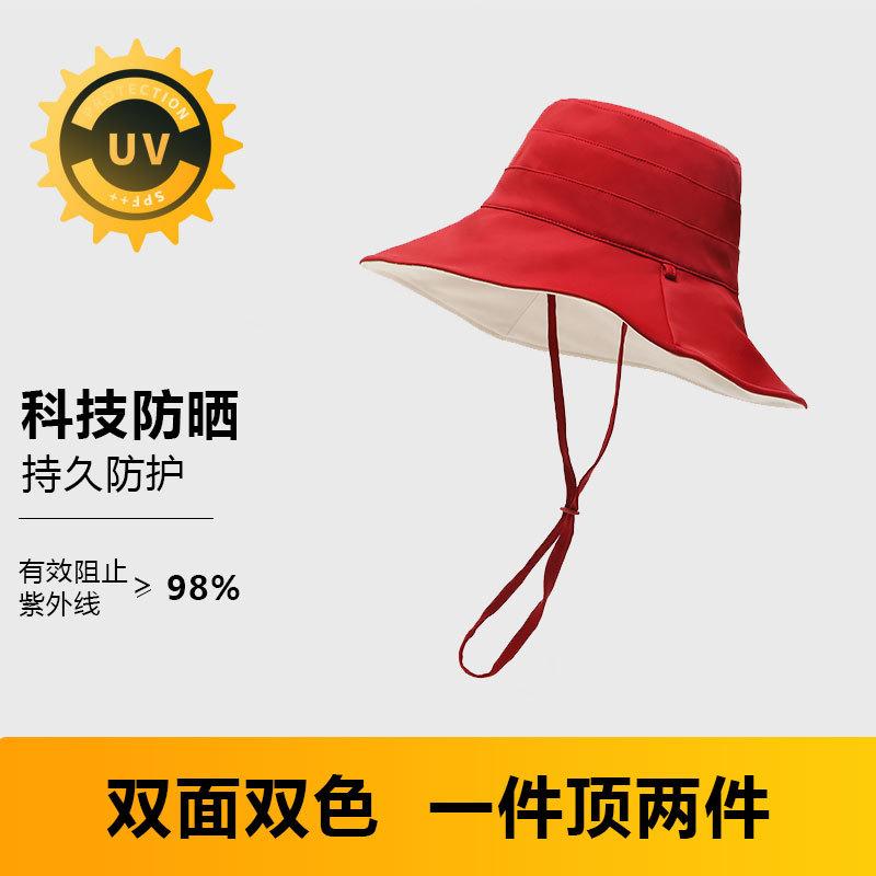 Ice silk double-sided bucket hat summer UV protection sun hat women versatile foldable sun protection hat