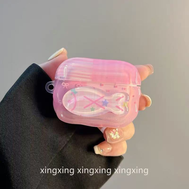 ins cute three-dimensional pink fish for airpodspro1 generation 1 apple protective case earphone case soft cartoon