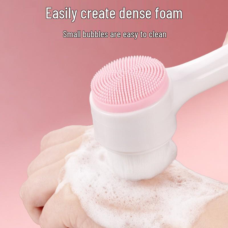 Dual-Sided Facial Cleansing Brush: Soft Bristle & Silicone Makeup Massager, Blackhead & Pore Remover.