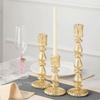 Candle Stick Holders Tapers Candle Holders Ribbed Glass Candlestick Holders with Wide Round Base for Dining Table Shelf Display, Home Accent, and