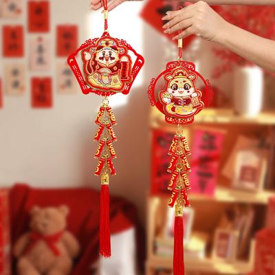 2025 Year of the Snake Spring Festival Lucky Character Pendant Chinese New Year Lion Firecracker Home Store Decoration Gift
