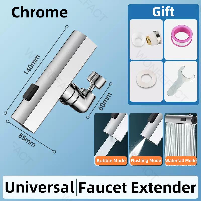 Brass Faucet Sprayer 720° Rotation 3 Mode Bathroom Waterfall Faucet Extender Universal Sink Splash Adapter Kitchen Water-saving