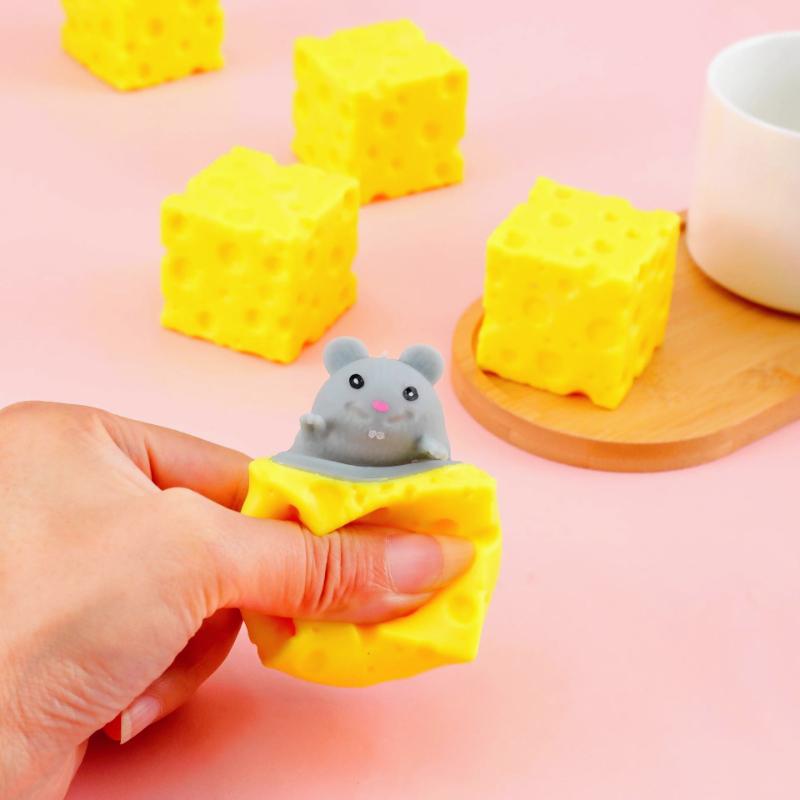 Cute Little Animal Stress-Relieving Toys Venting Cheese Mouse Cup Squeezable Toy Yellow Human Squirrel Cup Parody Birthday Gifts