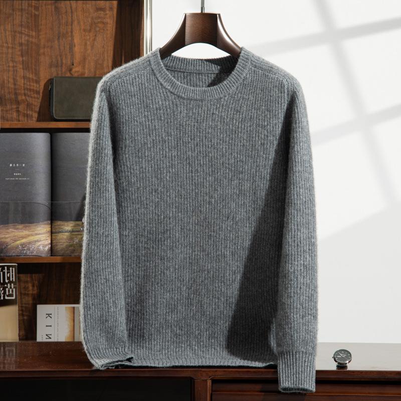 2025 new cashmere sweater round neck thickened knitted sweater loose pullover wool