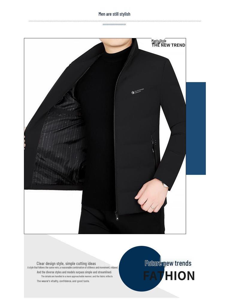 Męska lekka kurtka puchowa Pierre Cardin o dopasowanym kroju - Casualowy płaszcz jesienno-zimowy dla osób w średnim wieku i starszych