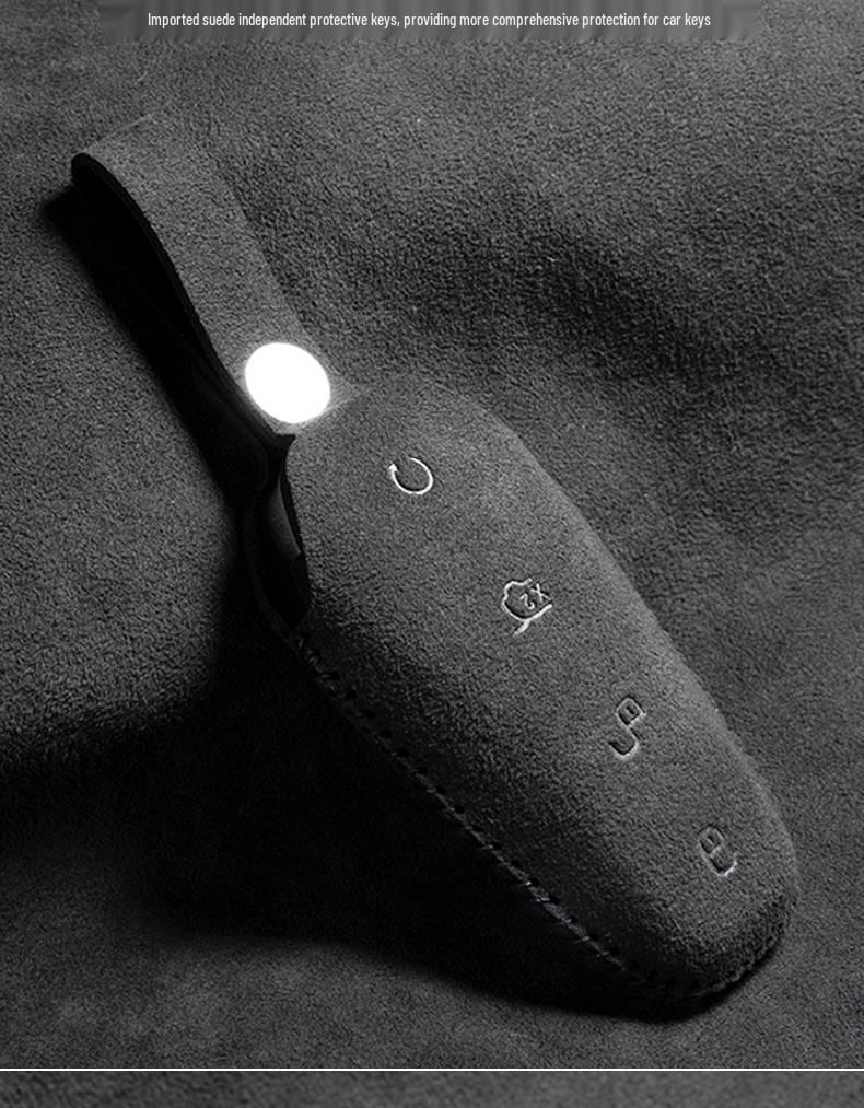 Luxury Suede Car Key Case with Buckle for BYD Tang - DMI Glory Edition, DMP