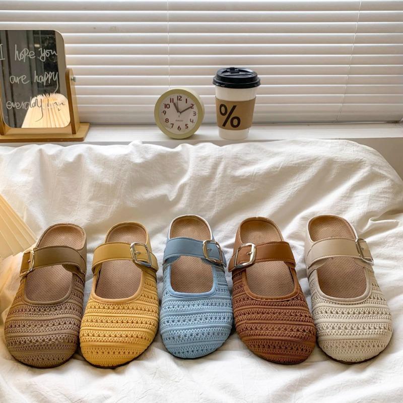 Thick-soled Inner Heightening Bag Head Half Slippers Women Wear New Summer Hollow Sandals One Pedal Sandals