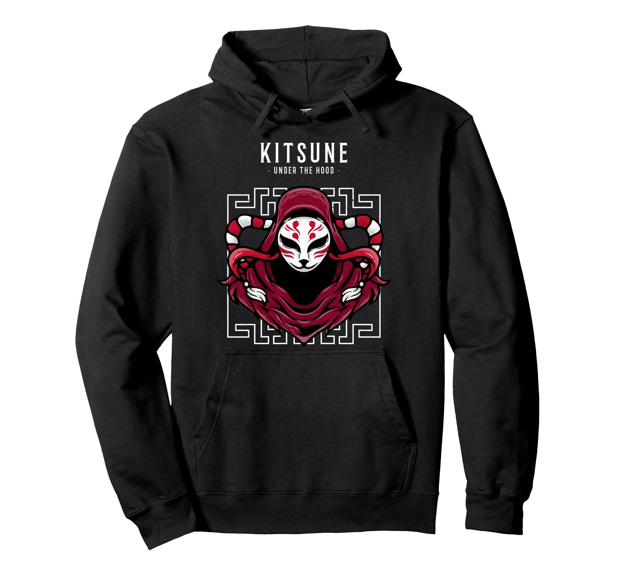 Fox mask, Japanese anime, braided cord, nine-tailed fox, hoodie