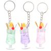 Iplusmile Fruit Tea Set of Miniature Drink Food Sample Realistic and Transparent Key Bag Gifts for Women and Kids Keychains, 3, Charms, Cute,