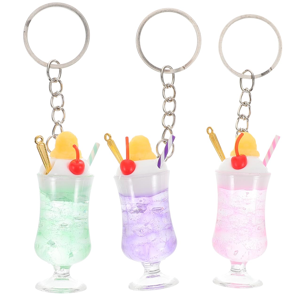 

Keychain Fruit Tea Set Miniature Drink Food Sample Charm Realistic Cute Bag Charm Transparent Key Strap Gift [iplusmile] 3-Piece Acrylic-like Women s