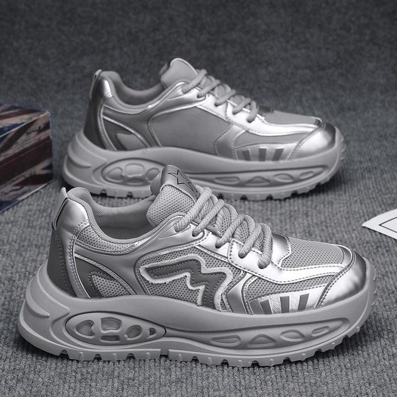 Herrenschuhe Herbst 2024 neue Mesh-Sportschuhe Herren Freizeitschuhe Student atmungsaktiv trendige Schuhe dicke Sohlen erhöhen