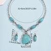 3-Piece Jewelry Set Silvery Alloy Necklace and Earrings with Turquoise Vintage Bohemian Women's Accessories Beach Vacation Gifts