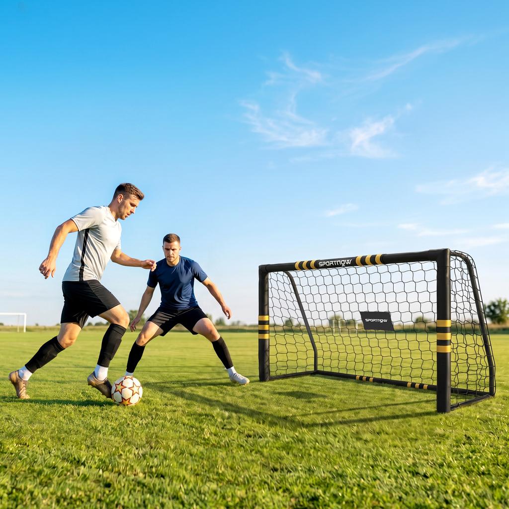 Football Goal, 6 x 4ft Portable Football Net with Ground Stakes