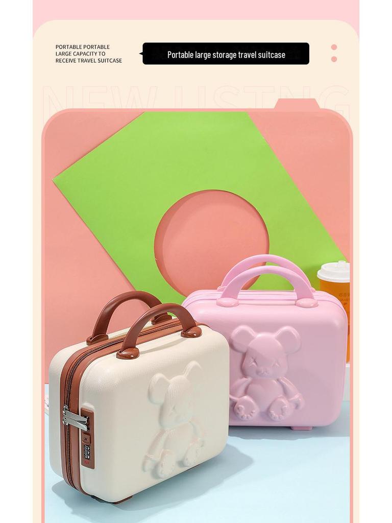 14" Compact Women's Suitcase with Lock and Code, Lightweight Mini Storage Bag