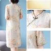 Luxury Silk Cheongsam Dress Chinese Style Modified for Women Short Sleeves Elegant Mother Dress Over Knee Length