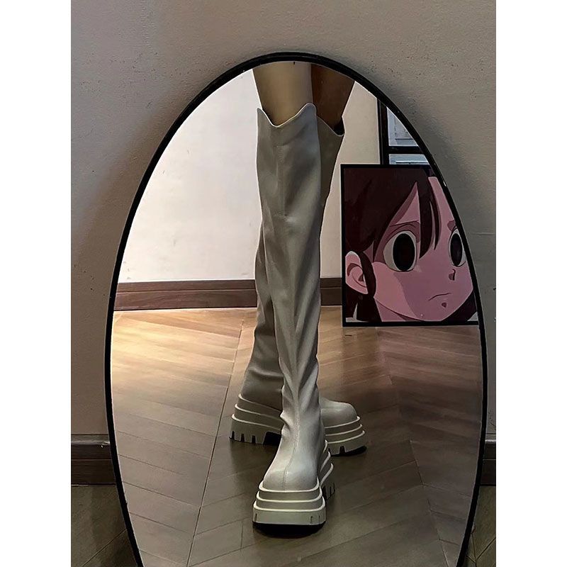 Small over-the-knee long boots 2025 autumn new long tube tall and thin knight boots high tube thick heel elastic boots