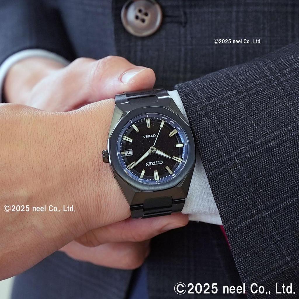 Citizen Attesa Light-Powered Eco-Drive Radio-Controlled Watch, Waterproof, Limited Edition, Blue Universe Collection, Black, Lightweight, CB3046-76E,