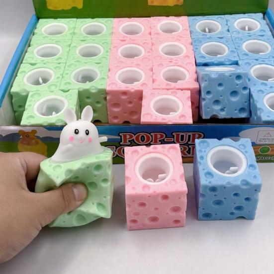 Cute Cheese & Mouse Squeeze Toy Creative Decompression Fidget Stress Reliever Soft Squeezable Decor Novelty Gift for Kids Adults Fun Party Favor