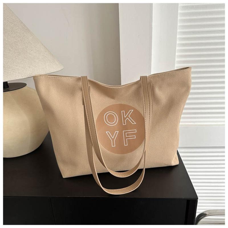 

Fashion versatile leisure bag Large capacity women s canvas bag Commuter make-up bag New underarm tote bag хаки