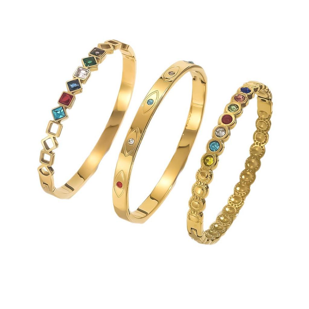 European & American Fashion Oval Zircon Bracelet: White, Pink, Green, Black, Blue - Simple, Versatile, Luxurious