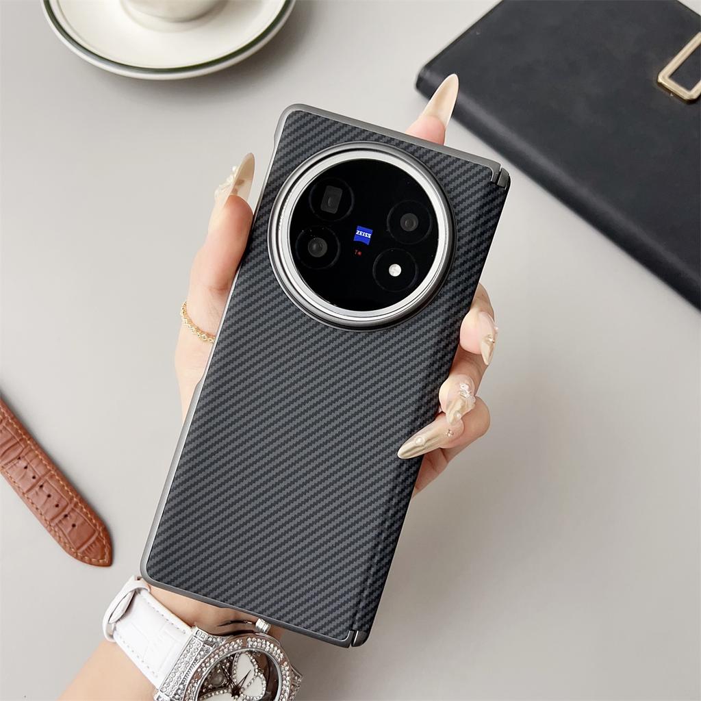 For VIVO X Fold 5 Case Luxury Hard PU carbon fibre Middle hinge Protective Back Cover Cases For VIVO X Fold5 Phone Shell