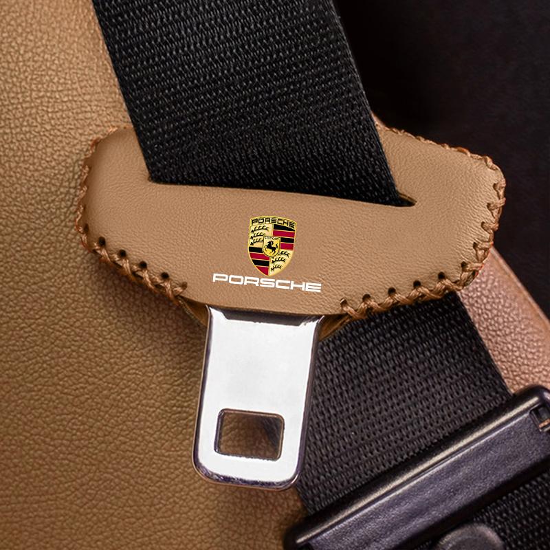 Universal Car Safety SeatBelt Buckle Cover Leather Case For Porsche Panamera Cayenne Taycan 911 718 Macan Carrera-GT 928 944 968