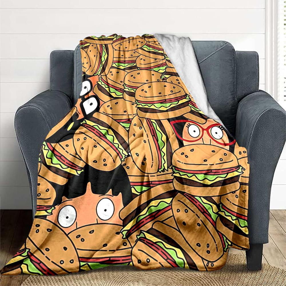 1pc Bob’s Burgers Cozy Print Blanket Lightweight Warm Flannel Throw Blanket For Sofa, Bed, Living Room