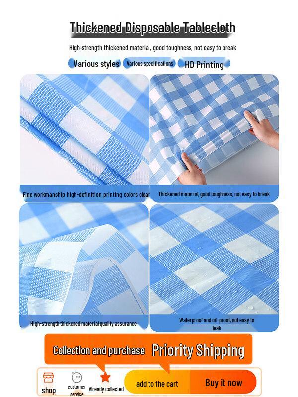 ZISIZ Thickened Rectangular Disposable Tablecloth
