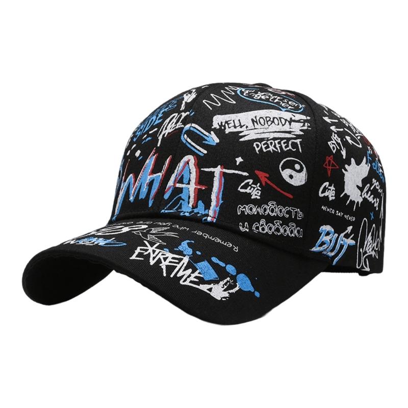 Unisex Hiphop Print Baseball Hat Softable Adjustable Hat Fashionable Couples Hat for Spring and Autumn Outdoor Activity