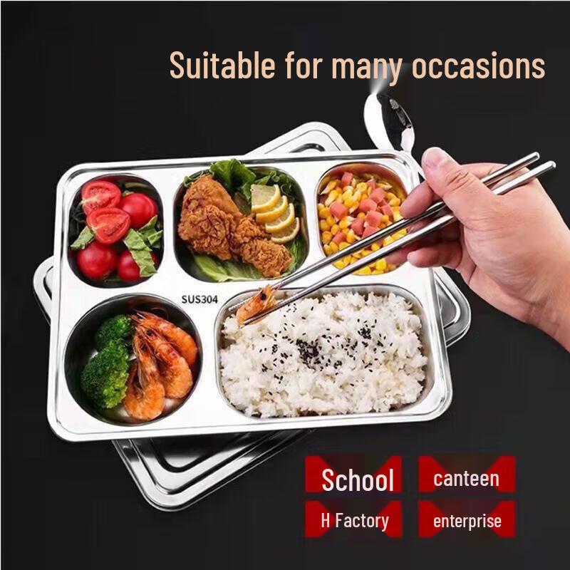 304 Stainless Steel Rectangular Divided Lunch Tray