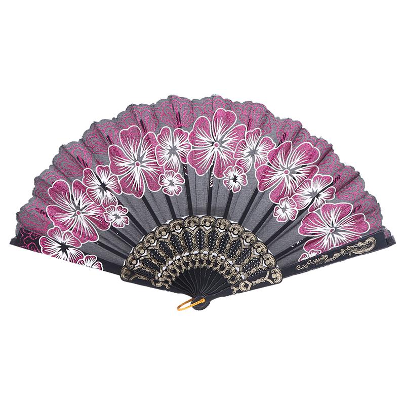 Chinese Style Silk Fabric Fan Folding Fan Wedding Fan Art Gifts Dance Hand Fan Vintage Folding Flower Fan Ancient Hanfu Fan