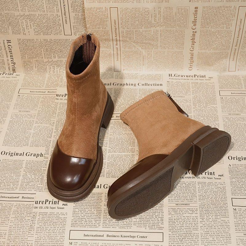 Lady fried street high-value short boots with skirt versatile retro high boots women