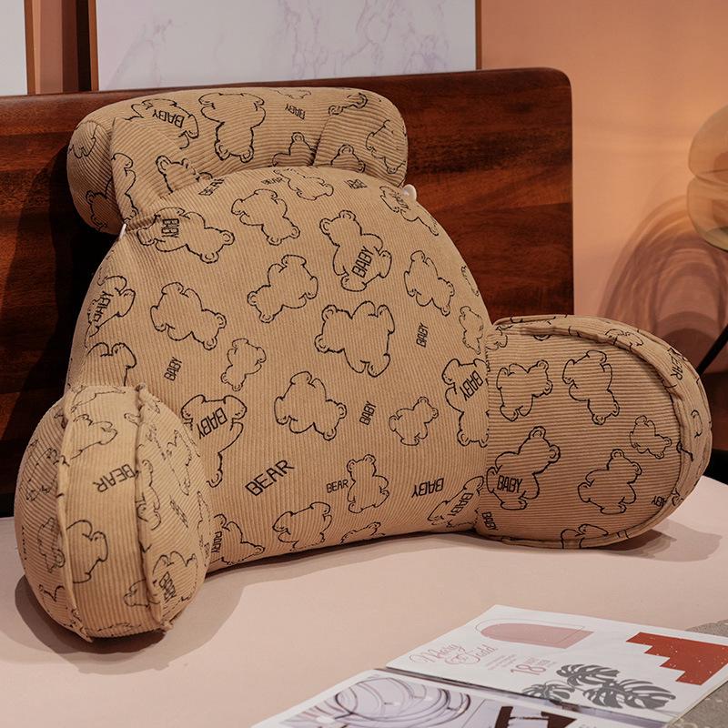 Ice Bean Cartoon Bedside Cushion: Soft Lumbar Support Pillow for Reading and Lounging